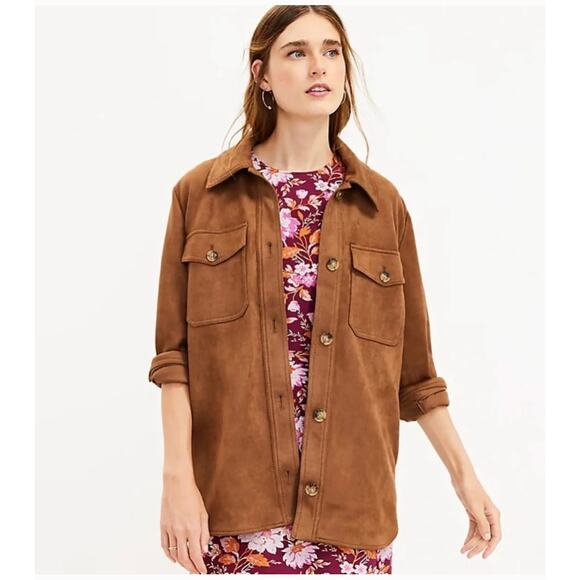 LOFT Jackets & Blazers - LOFT Suede Collared Button Down Shacket Jacket // M